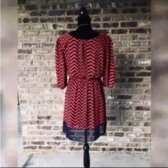 CHEVRON DRESS WITH DRAWSTRING WAIST - Picture 3 of 12